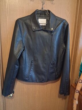 Anthropologie Black Faux Leather Moto Jacket
